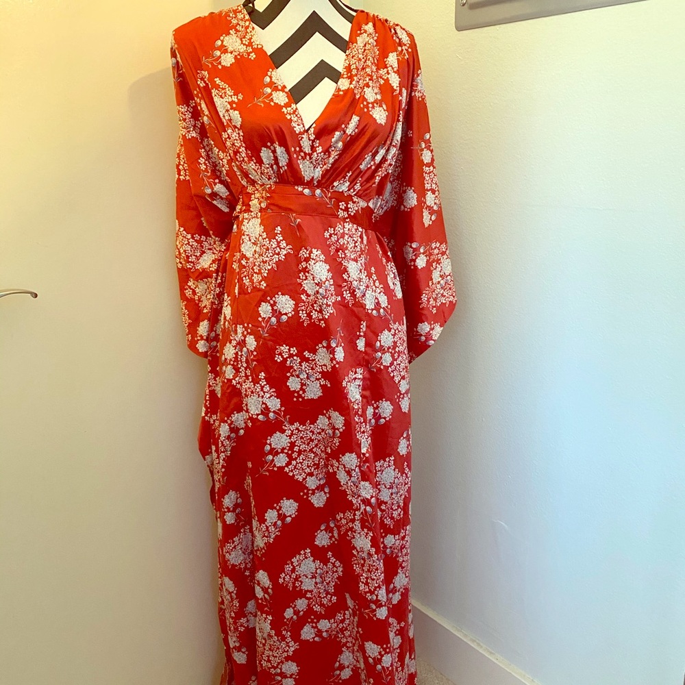 VICI Boutique Red Kimono Maxi Dress